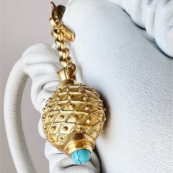 Rare Retired Julie Vos Gold-Tone Turquoise Pendant Charm Keychain Resort Coastal - Picture 4 of 15